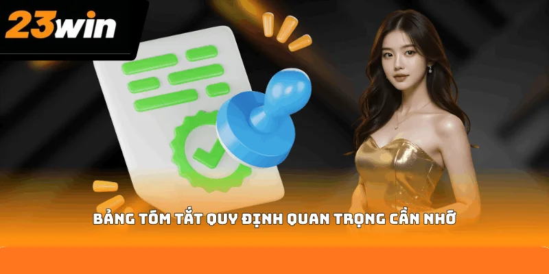 Bảng tóm tắt quy định quan trọng cần nhớ