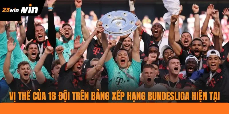 Vị thế của 18 đội trên bảng xếp hạng Bundesliga hiện tại Vị thế của 18 đội trên bảng xếp hạng Bundesliga hiện tại